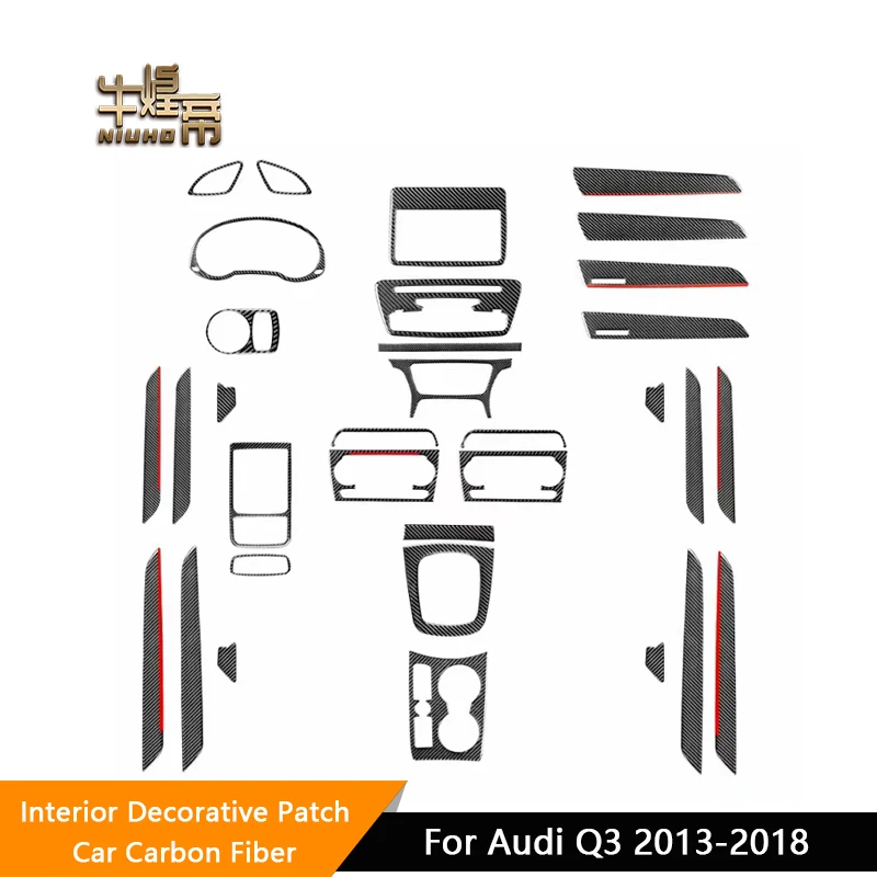 

Наклейки из углеродного волокна для украшения автомобиля Audi Q3 2013 2014 2015 2016 2017, черная наклейка на автомобиль, маркировка, аксессуары для интерьера автомобиля