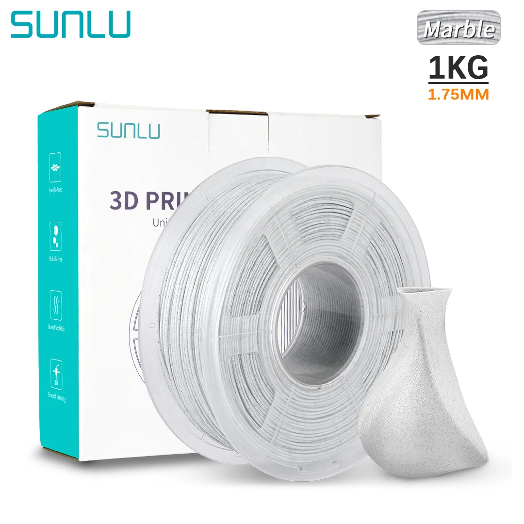 

SUNLU PLA Filament Marble for 3D Printer 1kg 1.75mm Tolerance +/-0.02mm Environmental Protection Materials Filament with Spool