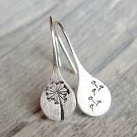 simple silver colour dandelion dangle drop earrings for women engagement wedding jewelry statement earrings pendientes bijoux
