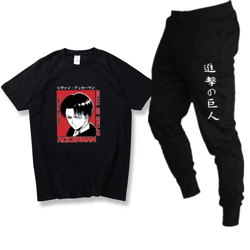 

Мужской комплект из футболки и брюк «атака на Титанов»