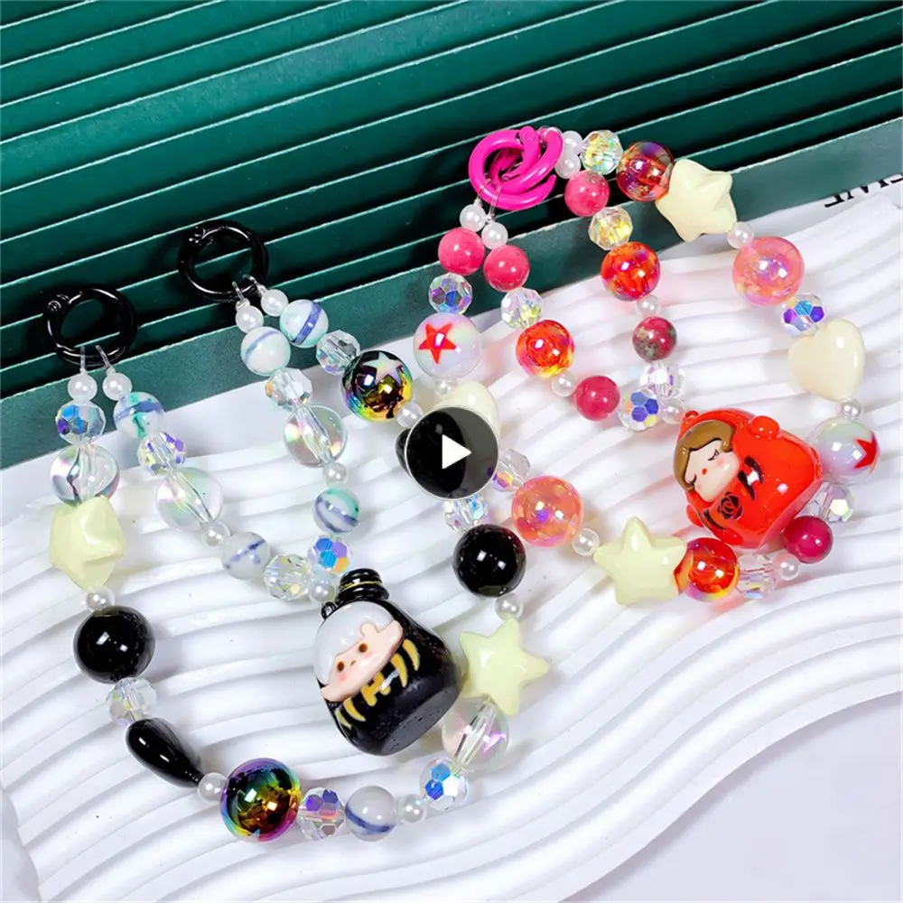 

Plating Durable Mobile Phone Chain Wear-resistant Backpack Pendant Fall Resistance Hand-painted Beads Mobile Phone Accessories