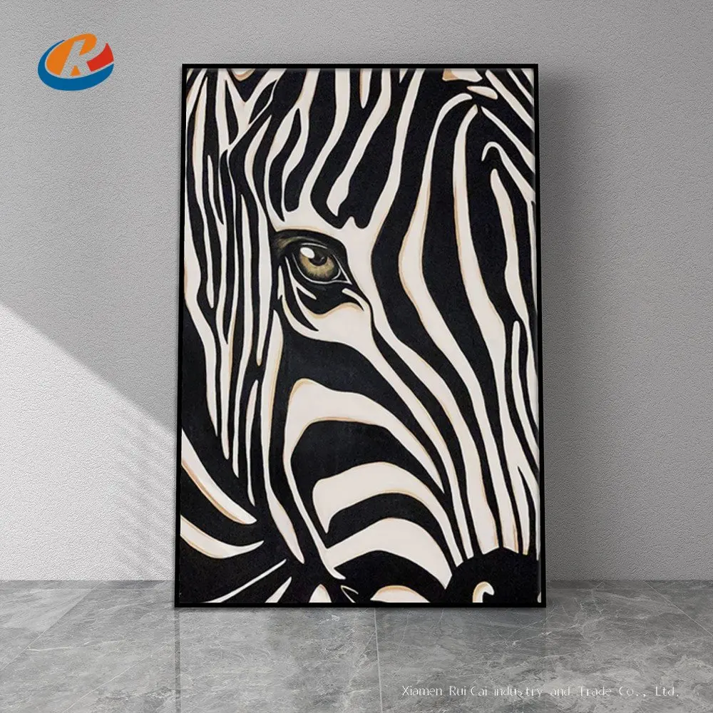 

Abstract Black And White Zebra Restaurant Mural Oil Painting No Frame Handmade On Canvas Hanging For Living Room Wall Deco Art