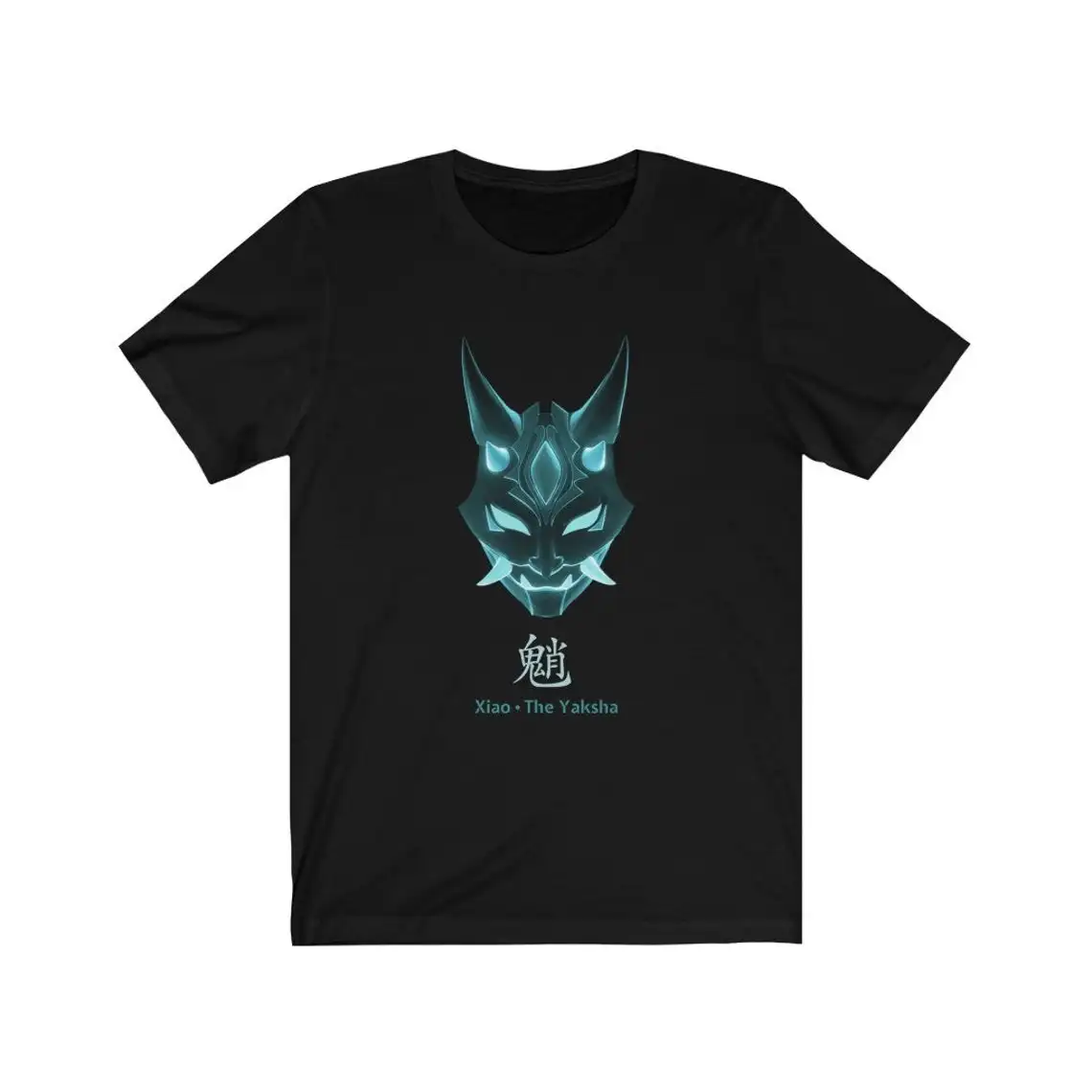 

Men/Women's Summer Black Street Fashion Hip Hop Genshin Impact T-shirt Xiao The Yaksha Devil Mask Design Unisex Jersey Tees Tops