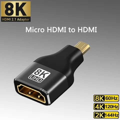 Адаптер 8K HDMI «штырь-гнездо», удлинитель 90, 270 градусов, прямоугольный мини/микро HDMI адаптер 8K, 60 Гц, 4K, 120 Гц для фототехники 5