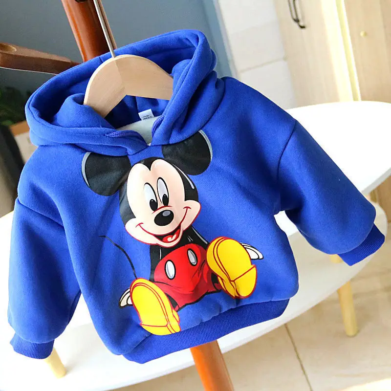 

Winter Kids Plus Fleece Coat Girls Boys Mickey Mouse Hoodie Jacket Fall Baby Toddler Plus Thick Cute Outfit Girl Clothes Jackets