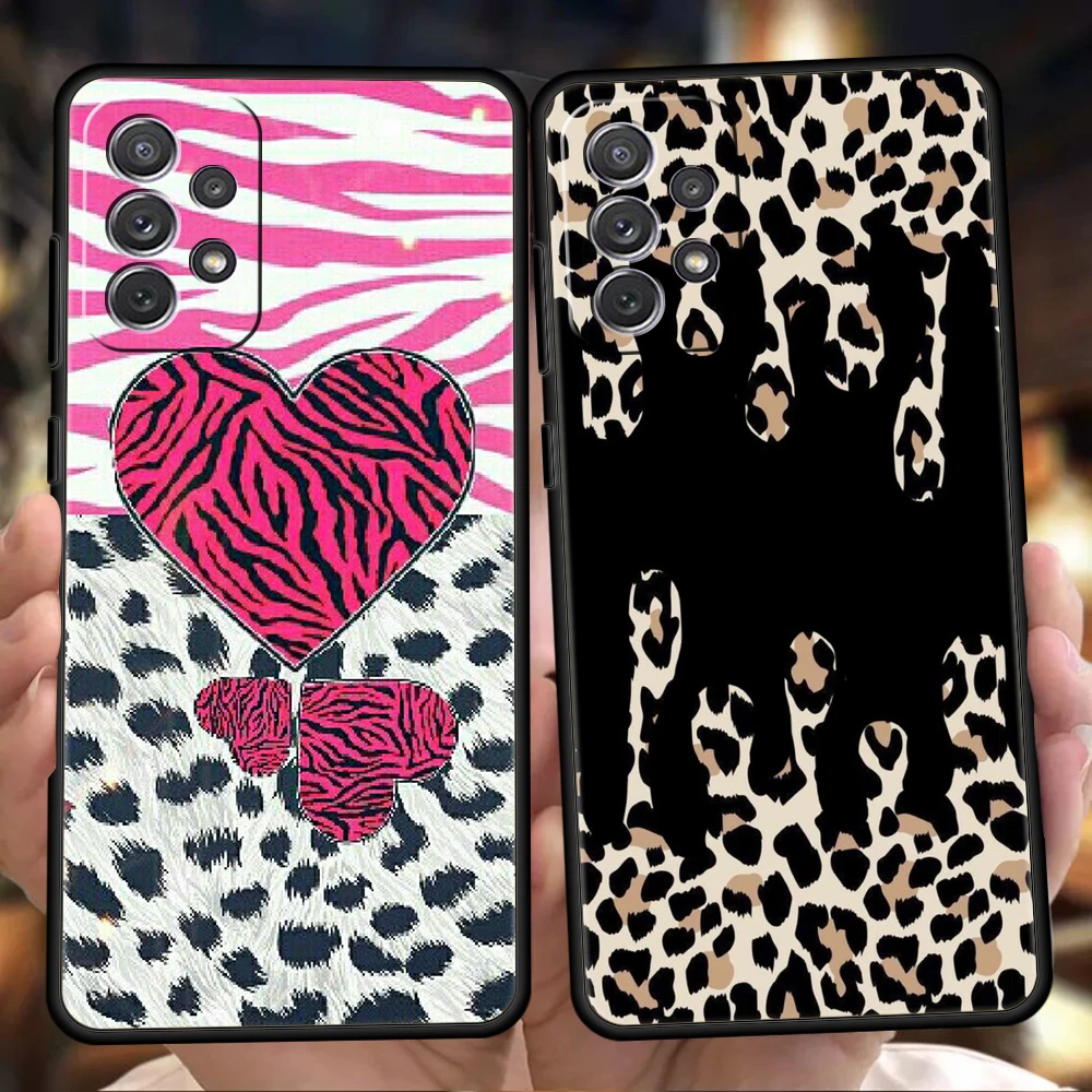 

Leopard Print Phone Case Cover For Samsung A32 A52 A52S A72 A51 A71 A21S A31 A41 5G Silicone Shockproof Luxury Shell Fundas Bag