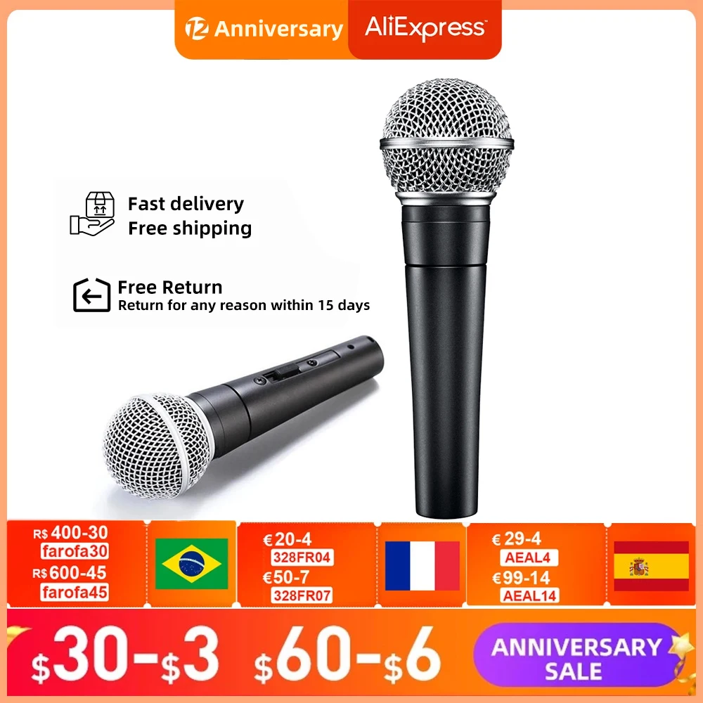 

Legendary Wired Vocal Dynamic SM58 Microphone for SHURE High Quality Professional DJ Cardioid Mic Karaoke KTV Stage Show Church