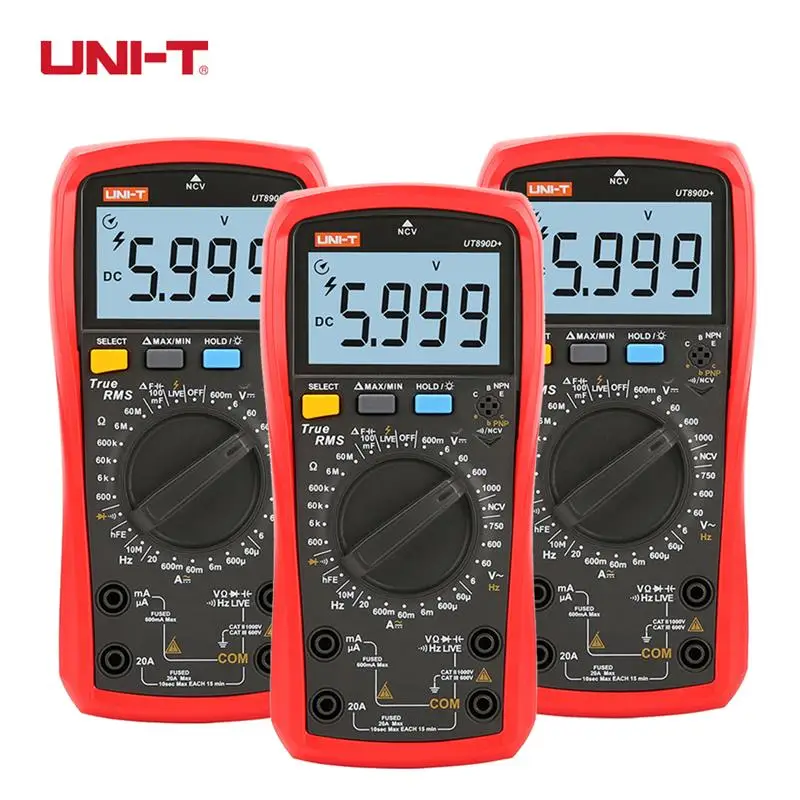 

Цифровой мультиметр UNI-T UT890C UT890D +, портативный измеритель сопротивления, емкости, напряжения постоянного и переменного тока, частоты, темпер...