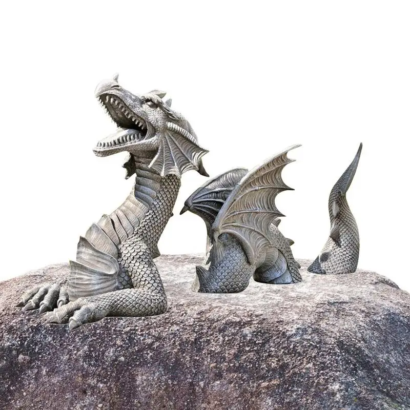 

2021 Resin Gardening Dragon Statue Ornament Decorative Durable Lifelike Flying Dragon Sculpture For Outdoor Lawn Decor