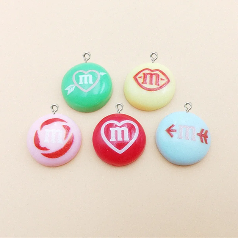 

10Pcs Cute Valentine's Day M Beans Candy Resin Charms for Jewelry Making DIY Pendants Keychain Necklace Earrings Accessories