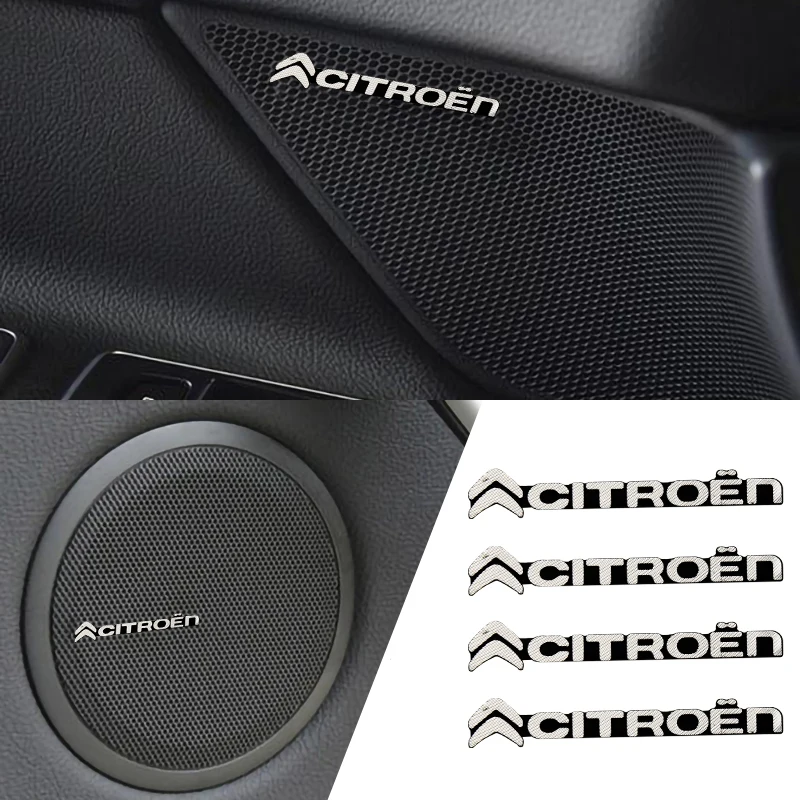 

8PCS Car Styling Speaker Audio Sticker Aluminum 3D Badge Emblem Stickers For Citroen C1 C2 C3 C4 C5 C4L DS3 DS4 DS5 Accessories