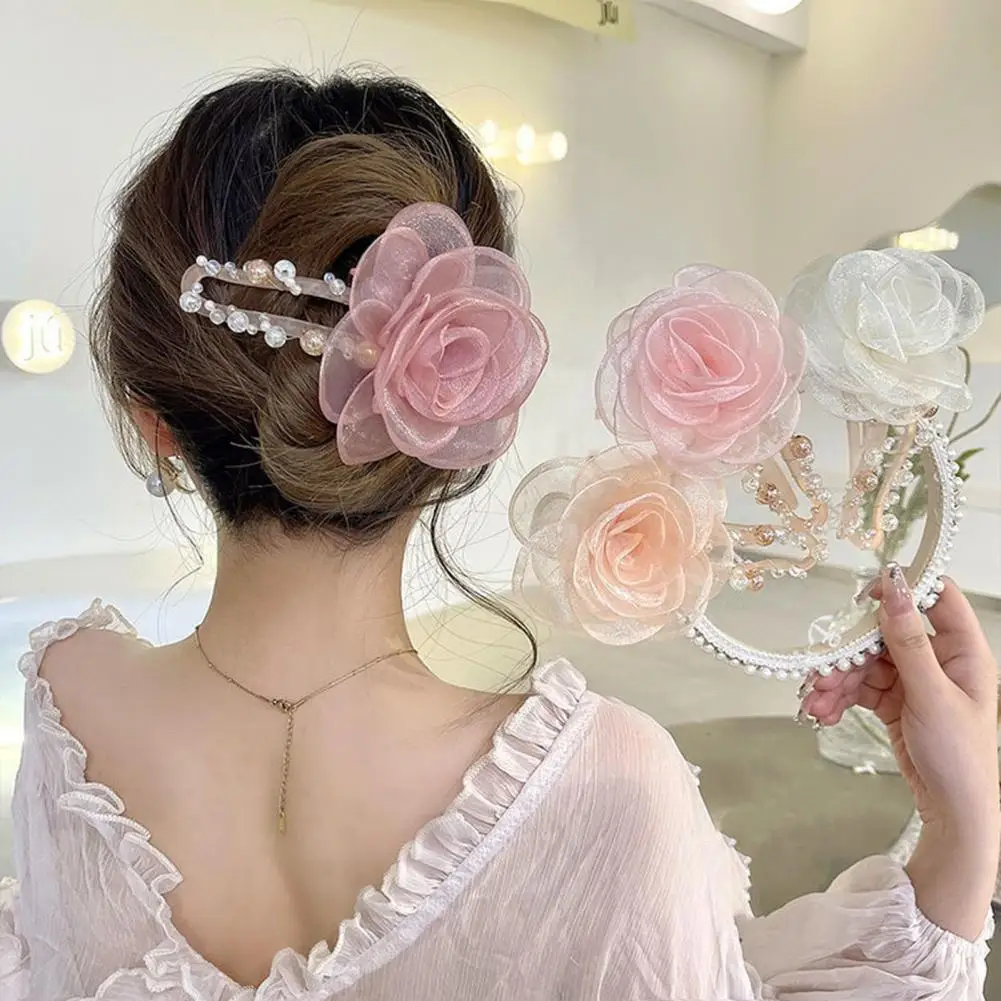 

Transparent Beads Chic Wide Use Portable Hair Barrette See-through Women Hair Clip Decorative Trendy