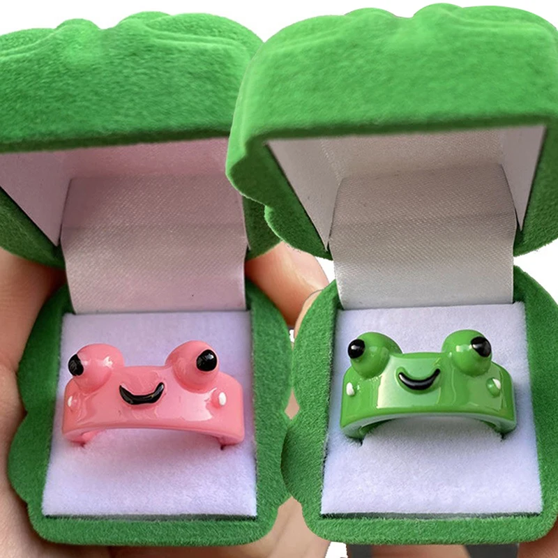 

Cute Frog Rings Lover Polymer Clay Resin Acrylic Rings for Women Girls Couple Travel Ring Fashion Animal Jewelry Gift