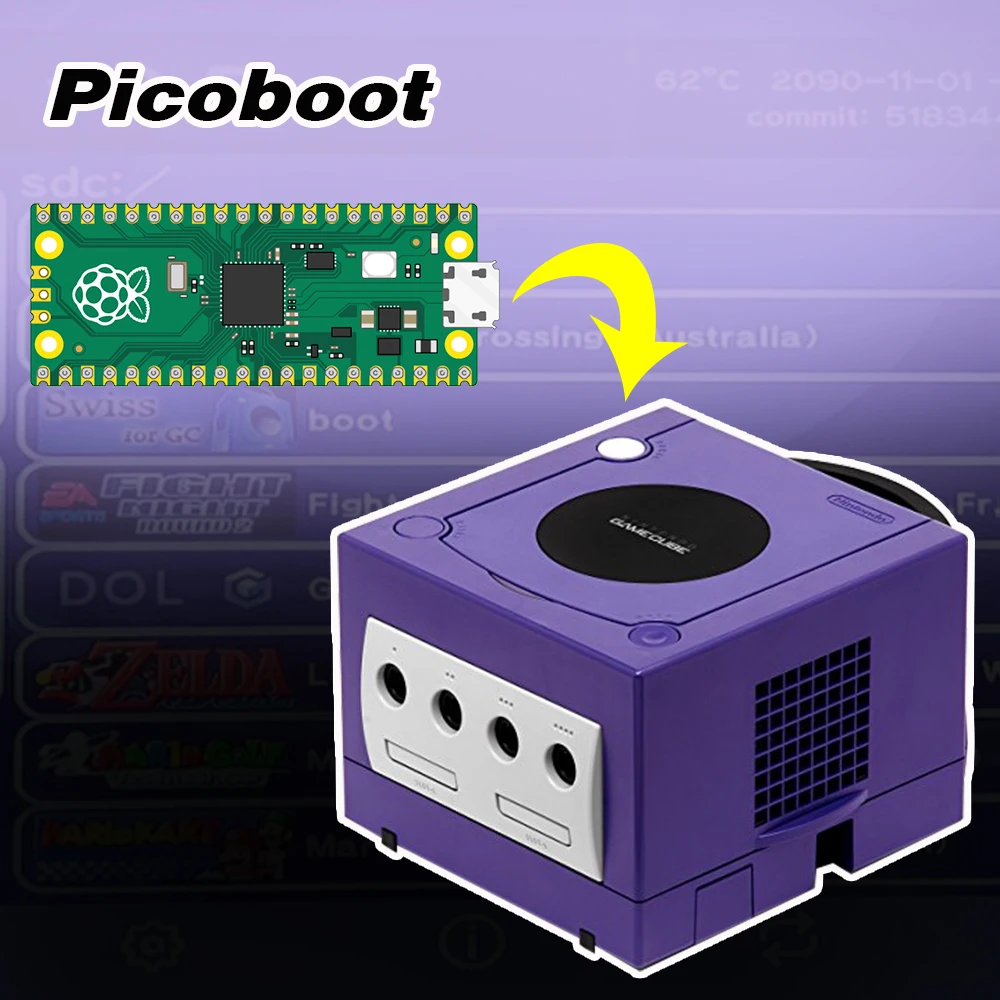 For Gamecube SD2SP2 SD Card Adapter + Raspberry Pi Pico Board Picoboot IPL Replacement Modchip