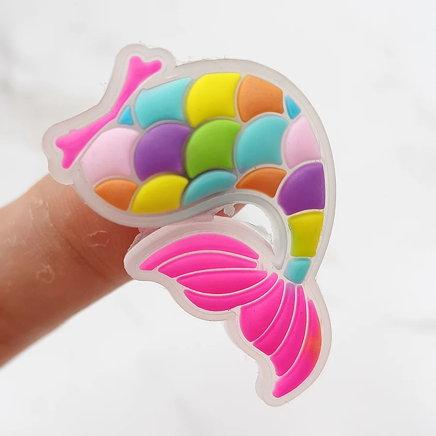 Transparent Design PVC Shoe Charms Accessories Funny DIY Fish Tail Shoes Buttons Decoration Jibz For Croc Charms Kids Gift