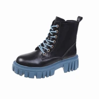 spring 2022 round head side zipper female lacing bare platform non slip punk shoes for woman goth martin boots botas de mujer