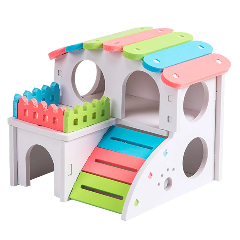 

Hamster Villa Wooden Toys Portable Swing Gerbil Jigsaw Puzzles Guinea House Hut Rat Hideout