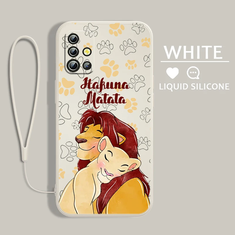 

Cute Disney Lion King Phone Case For Samsung A54 A34 A04 A14 A13 A12 A31 A91 A81 A71 A51 A11 Core Lite Liquid Rope Cover