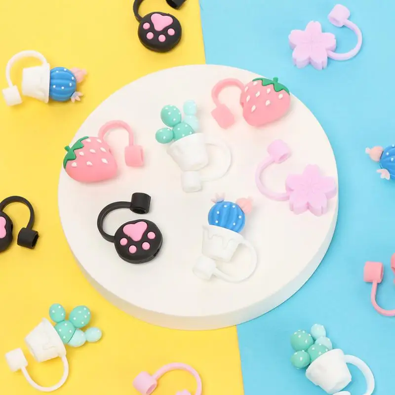 

Silicone Straw Plug Reusable Airtight Drinking Dust Cap Straws For Drinks Straws Cup Accessories Cartoon Plugs Tips Cover Suit