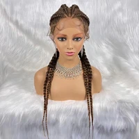 26 inches braided hair wig synthetic hair african american black wigs wholesale 4 long box braided 360 lace wigs for black women