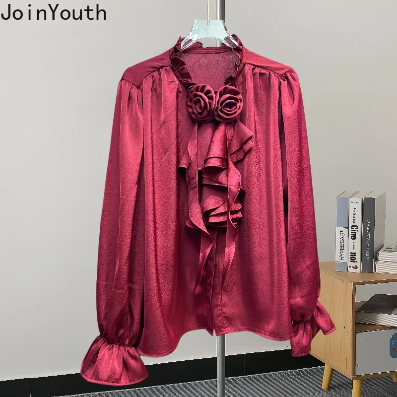 Темпераментные топы корейские элегантные блузки для женщин рубашки с пышными