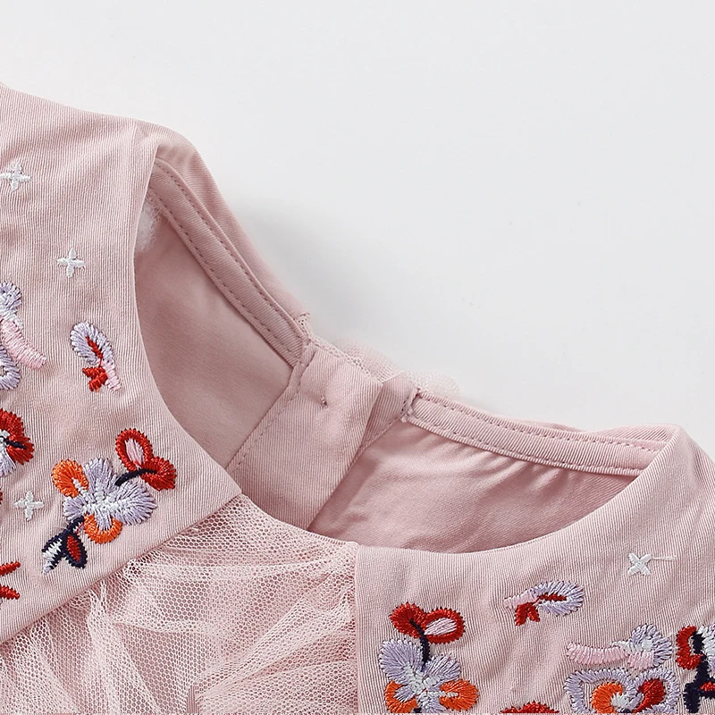 Летнее платье с коротким рукавом для девочек сетчатые кружевные Хлопковые