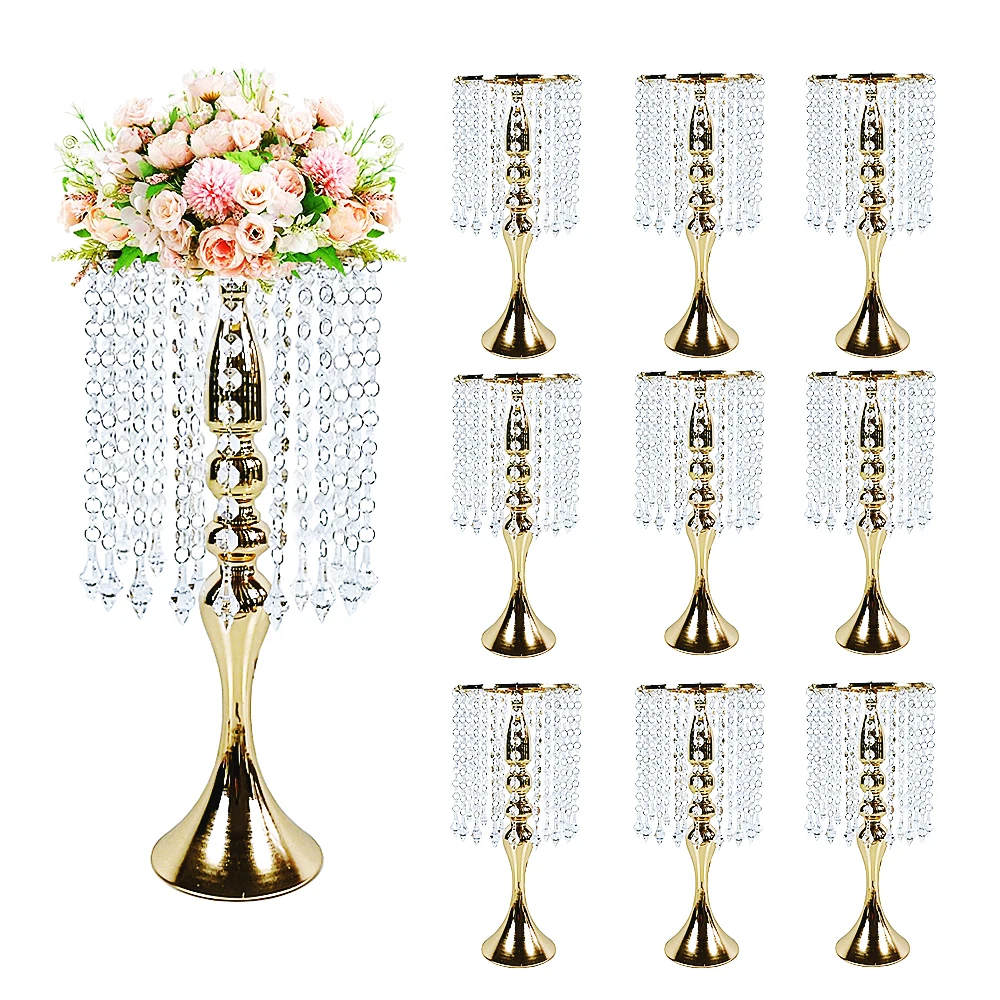 10 шт./лот золотые вазы для центральных элементов, Цветочная фотография с кристаллами, свадебная фотография, высокая металлическая ваза для цветов
