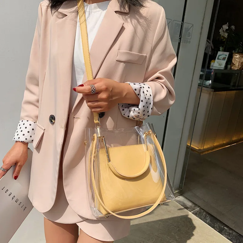 Милая прозрачная сумка-мессенджер из ПВХ в Корейском стиле женская сумка через