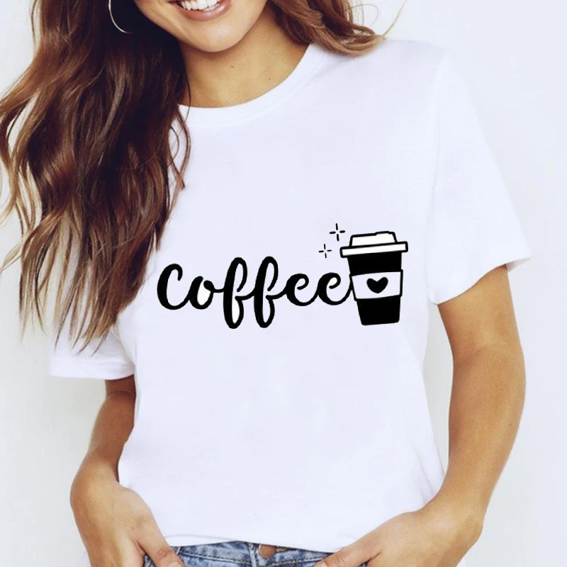 

Женская кофейная Футболка с принтом, милая Повседневная футболка в стиле 90-х годов с надписью Love, топы для весны и лета