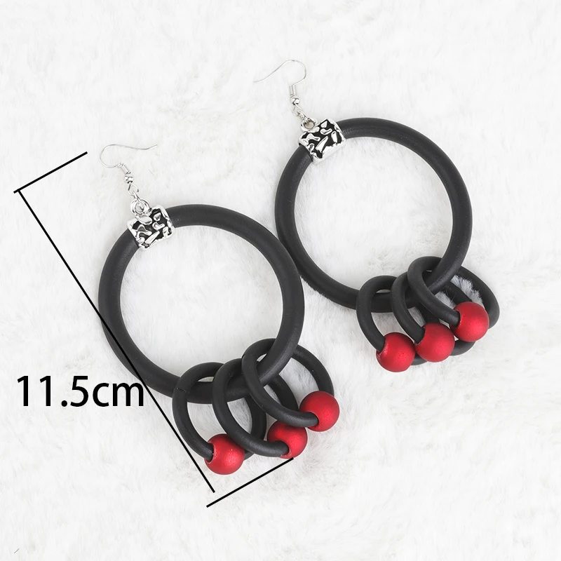 Новые аксессуары в этническом стиле с красными бусинами черные резиновые серьги