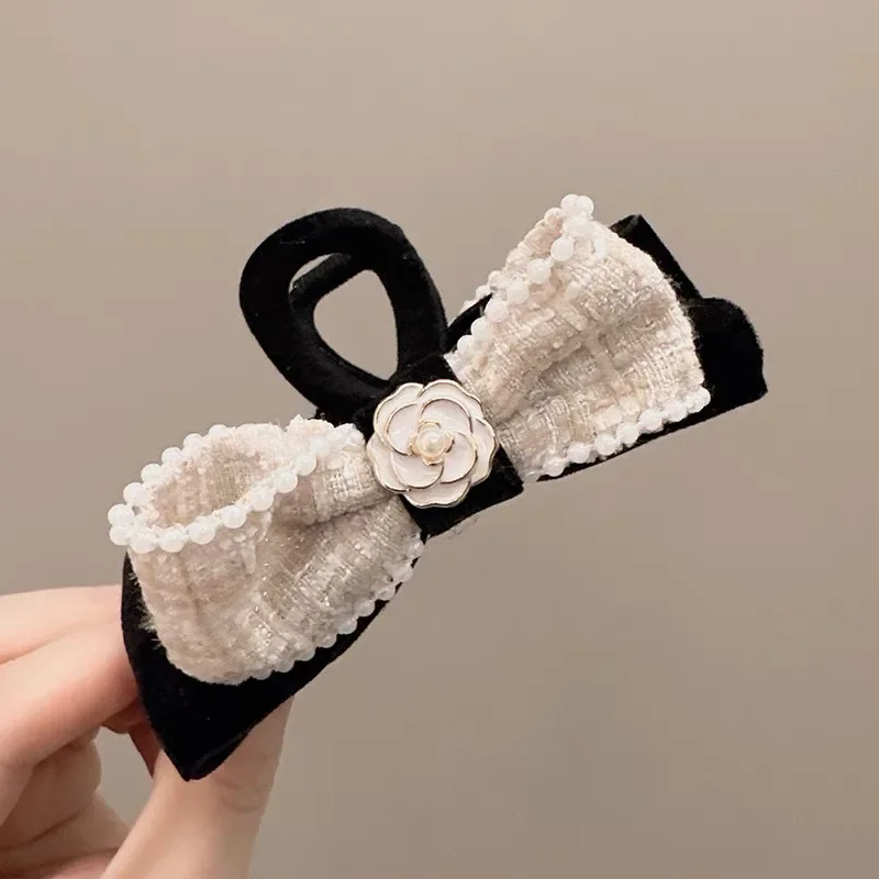 Винтажные тканевые заколки для волос с бантом и цветком камелии женщин девочек