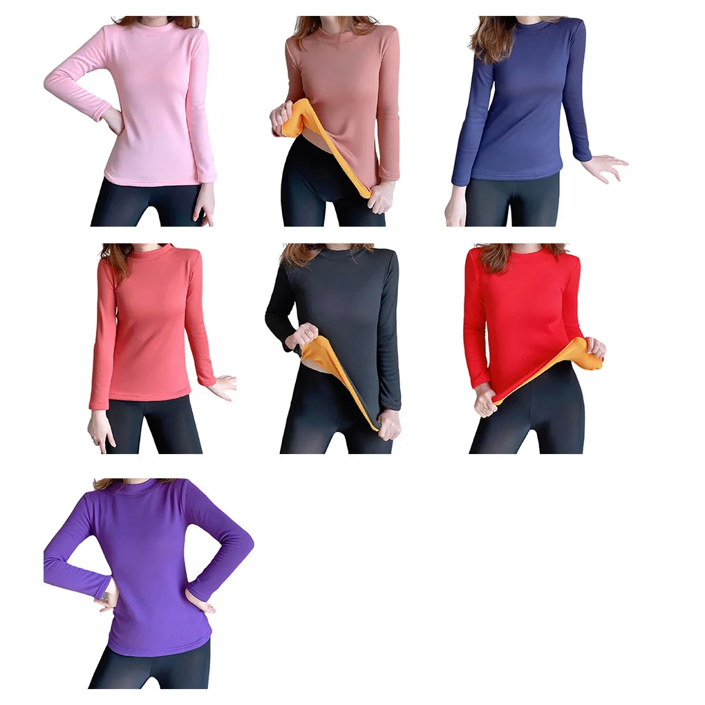 

Thermal Shirt Warm Clothing Women Supplies Multicolored Compact Size Washable Top Long Lingerie Tight-fitting Softness