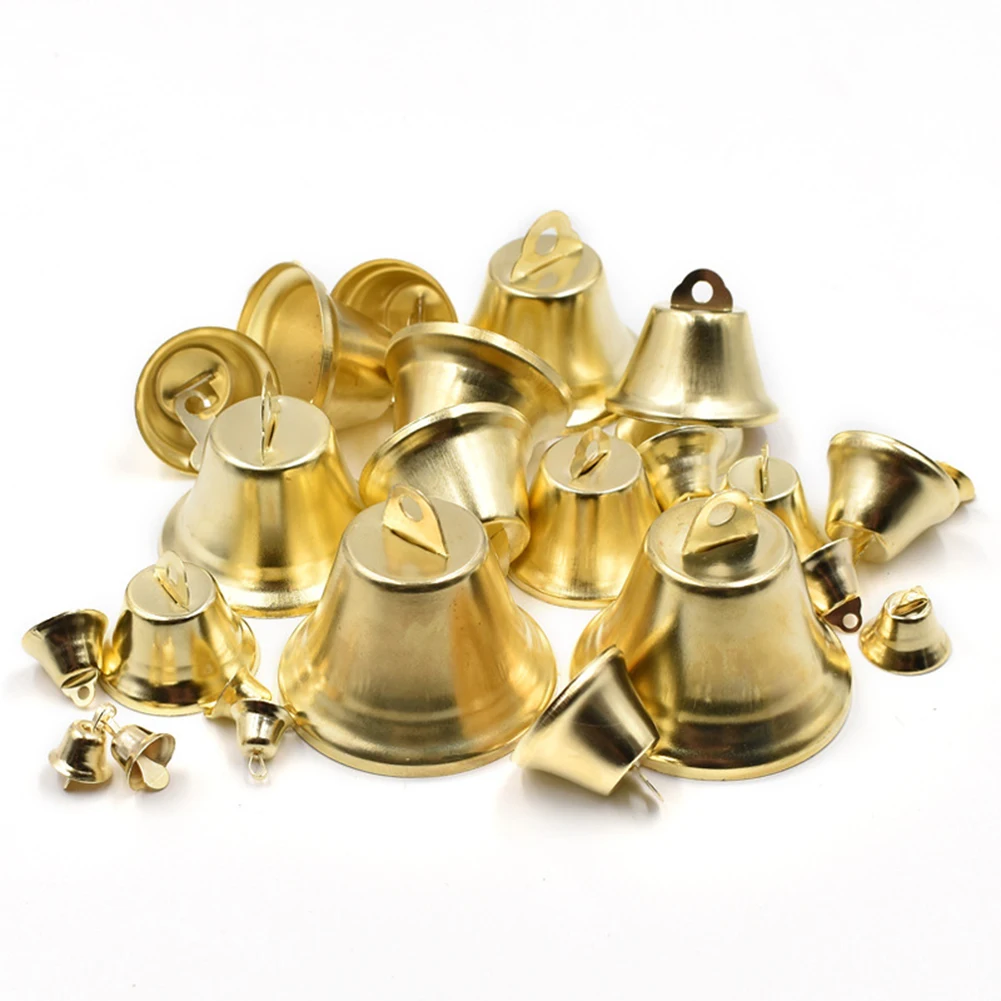 

48PCS Gold Open Horn Jingle Bells Christmas Tree Door Decoration Small Wind Chime Pendant DIY Crafts Party Supplies