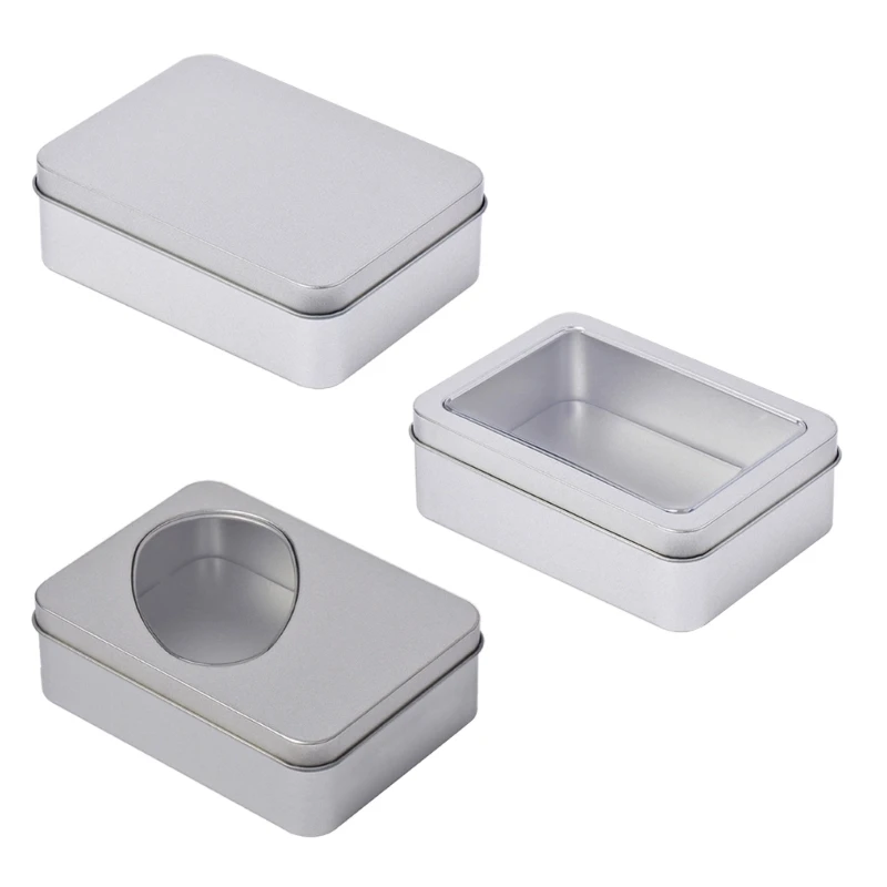 

Rectangle Money Coin Holder Box Small Metal Silver Color Jewelry Storage Box N58B