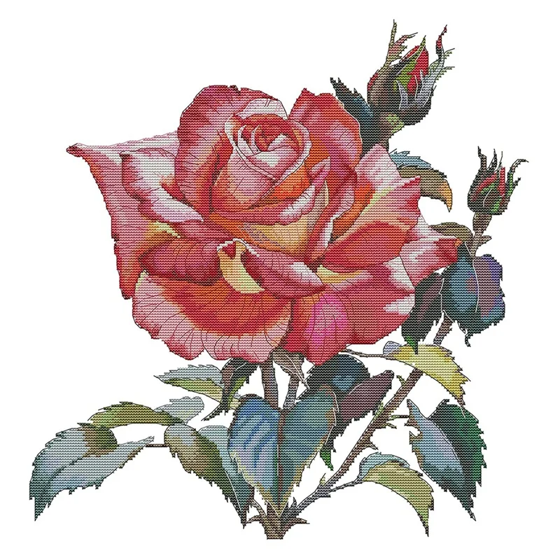 

Штампованные наборы для вышивки крестиком для начинающих, детей и взрослых, наборы для вышивки, 14 карат, 2 нити, Роза