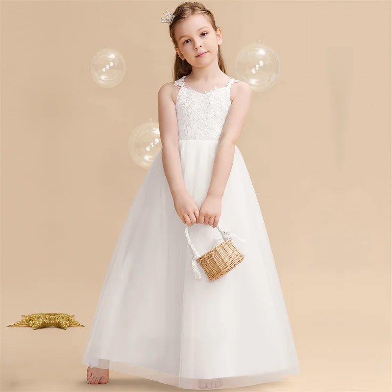 

Детское платье-пачка с цветочной вышивкой, элегантное белое платье принцессы для девочек-подростков, свадьбы, вечеринки