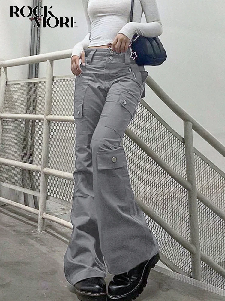 

Rockmore Vintage Pockets Jeans Women Baggy Cargo Jean Pants Y2K Streetwear Casual Denim Trousers Loose Wide Leg Bottoms Harajuku