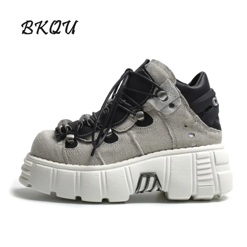 BKQU Ретро-испанские туфли в стиле панк 2024 осенние новые мужские и женские с