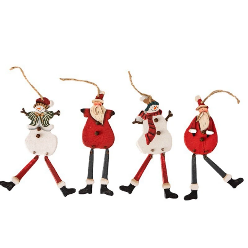 

Christmas Snowman Wooden Hanging Pendant Christmas Tree Santa Claus Drop Ornaments Kids Toys Xmas Accessories