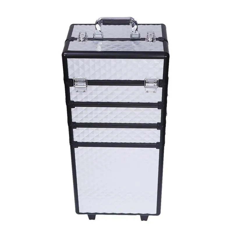 

1 шт. многослойный Чехол для хранения макияжа, большой съемный косметический чехол со съемной ручкой (серебристый)