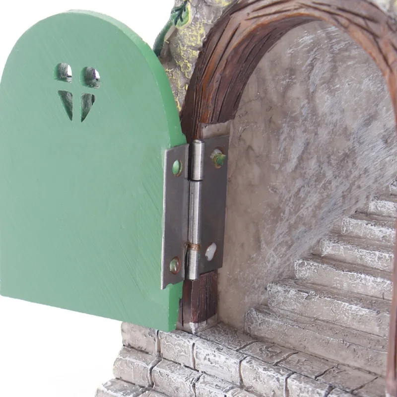 Солнечный садовый смоляный сказочный дверной светильник для деревьев статуи дом