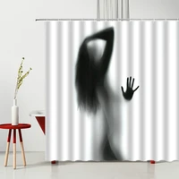 sexy girl shower curtain in bathroom back shadow pattern polyester fabric home decor waterproof cloth curtain cortina de bano