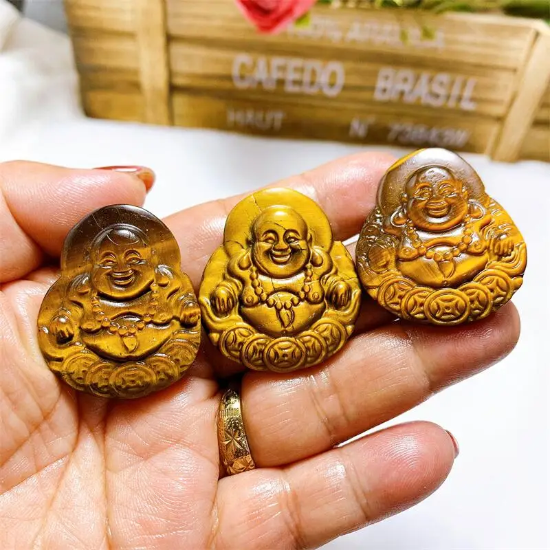 Натуральный камень тигровый глаз подвеска Будды ожерелье фэн-шуй для мужчин и