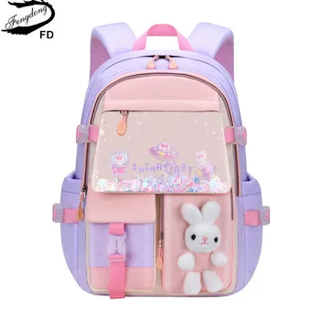 Fengdong small girls primary school bag cute backpacks for children satchel kawaii book bag kids school backpack wholesale bags 1