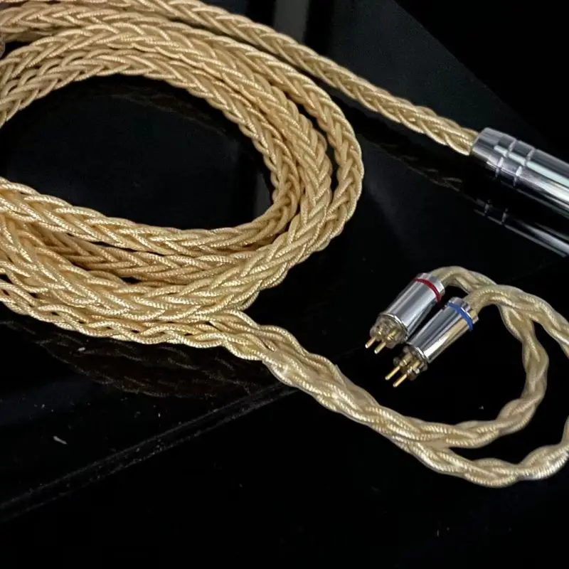 

Eight Strand Champagne Gold Silver Foil Square Braided Wire High Purity Copper Silver Plated Earphone Upgrade Cable CCA KZ HiFi
