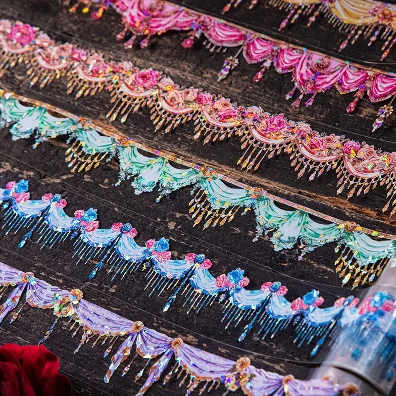 1 рулон 2 м ПЭТ-ленты клейкий акваскейзаж занавеска из бисера цветок мечты