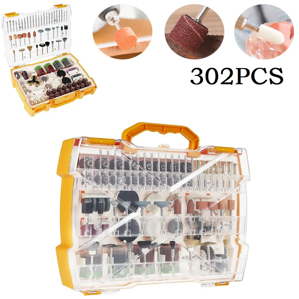 302Pcs Polishing Bit Grinding Head Abrasive Rotary Tool Accessories Set Electric Mini Drill Bit Kit Sanding Polishing Tool