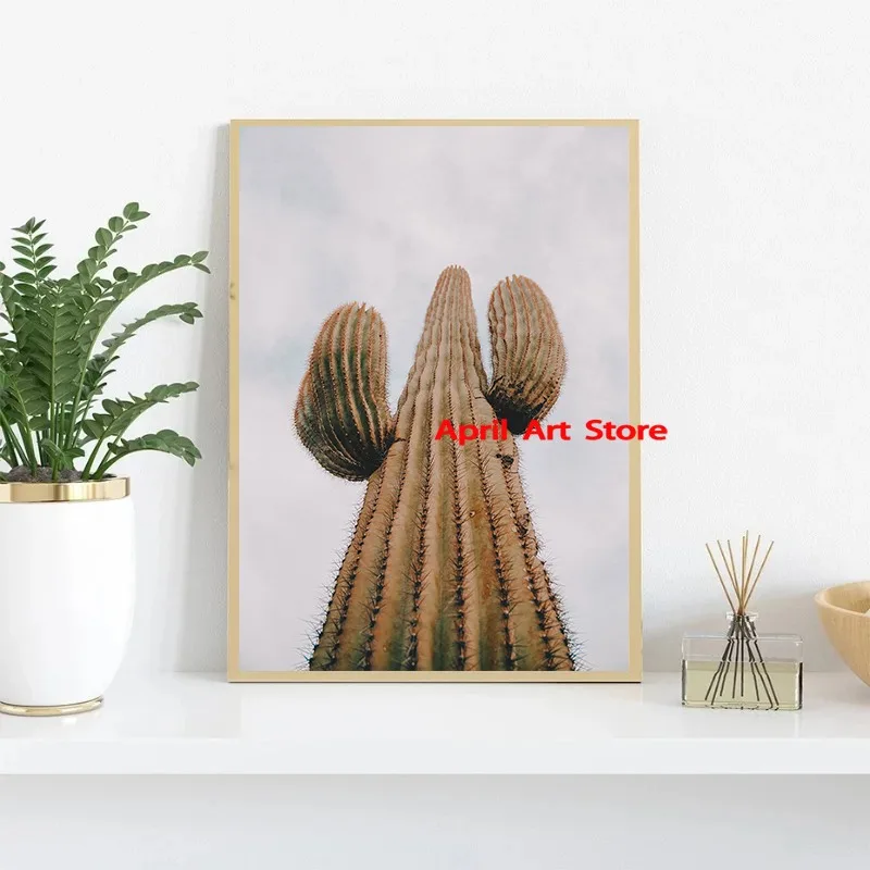 Пустынный сочный кактус в стиле бохо постер с природой ботанические кактусы