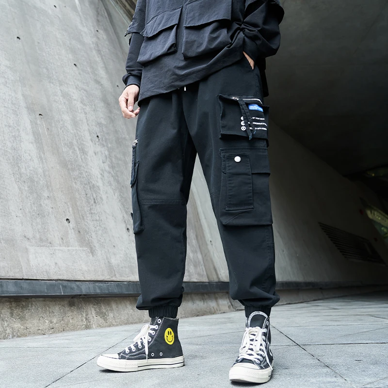 

MenClothing Functional Wind Japanese Big Pockets Cargo Pants Harajuku Hip Hop Sweatpant Male Joggers Baggy Track Trousers