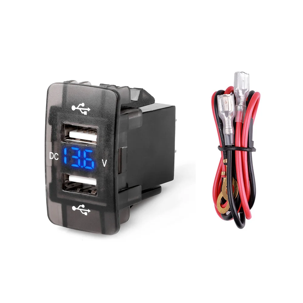 

YC-A81 Dual 4.2A USB Car Charger 12V-24V 44X26mm With Voltmeter 60cm Wire Car Accessories For XIAOMI HUAWEI IPHONE Special Honda